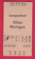 KARTON BILLETT, LANGENTHAL - WYNIGEN, 2.KLASSE, EINFACH