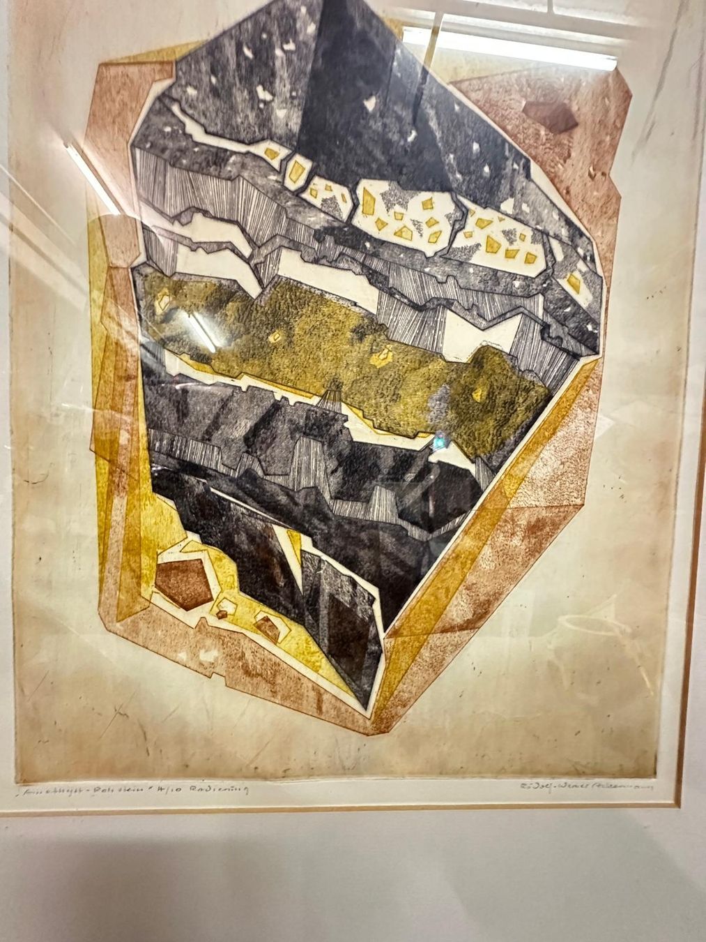 Grafica & Litografie: Abstract Geometric Stone Lithograph Print Wall Art – Usato da Lausanne venduto da vas_mbk2 3
