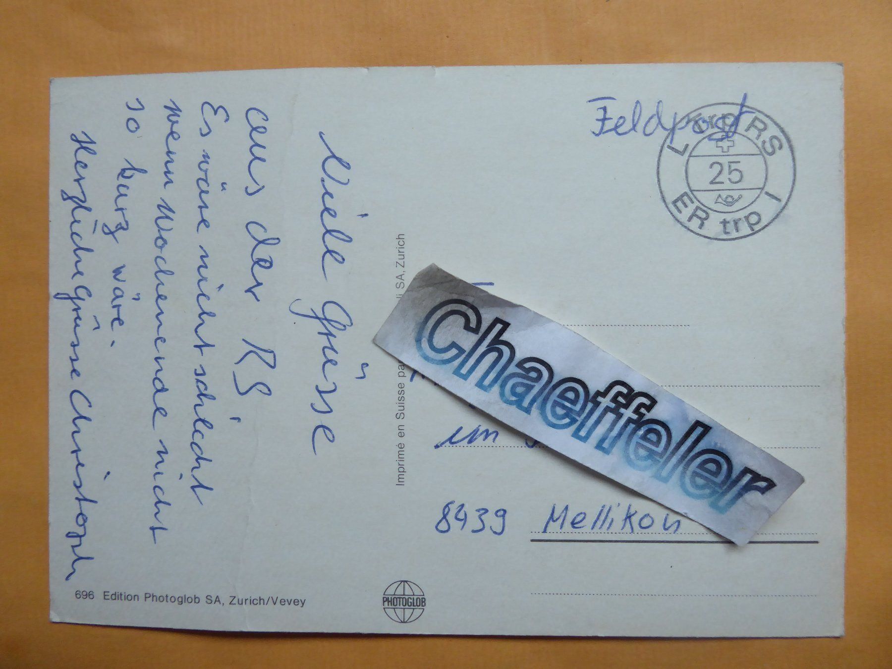 Cartoline postali: Militär - Ansichtskarte LTrp RS 25 – Usato da Zürich venduto da Chaeffeler 1