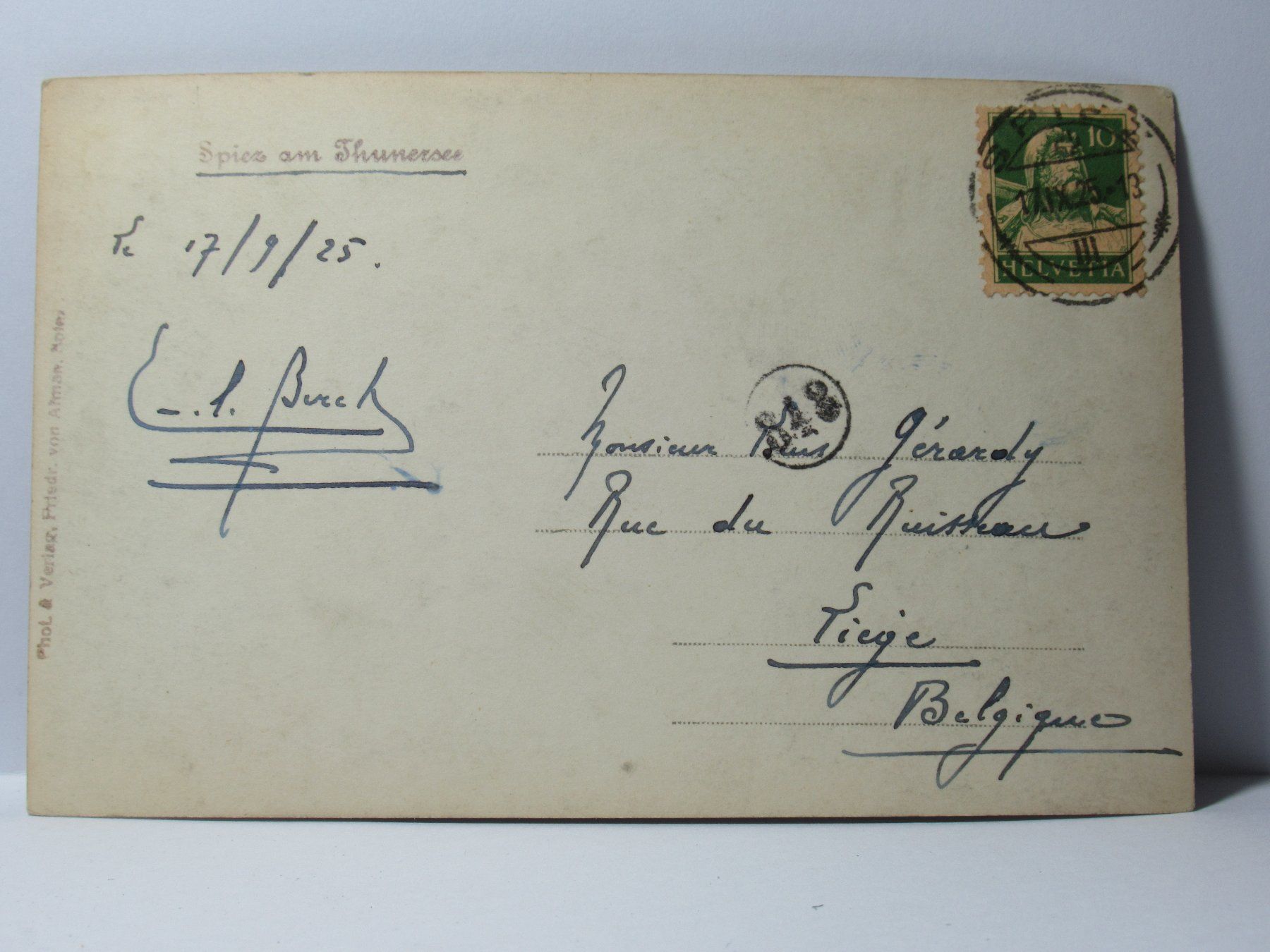 Ansichtskarten: Spiez am Thunersee 1925 – Gebraucht aus Grenchen von Bluemchen1900 1
