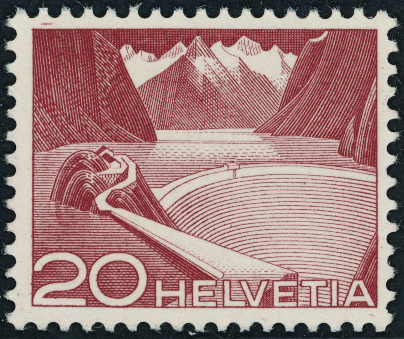 Tutti i francobolli: 1949 - Technik + Landschaft - 20Rp. Grimsel Stausee - Urtype – Nuovo (secondo la descrizione) da Schindellegi venduto da leecollect