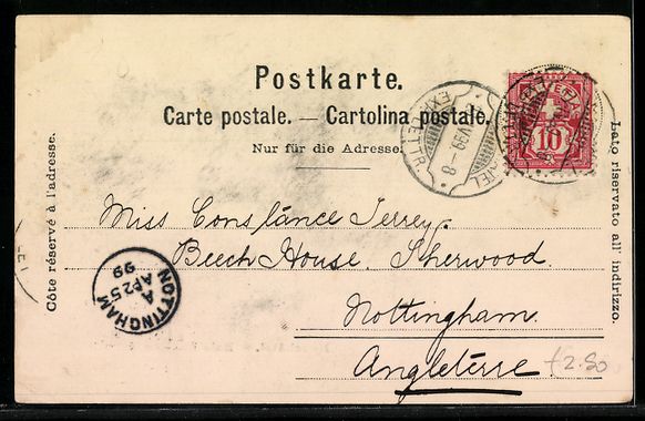 Cartoline postali: AK Neuchâtel, Baie de l'Evole, 1899 – Usato da Berlin venduto da bartko-reher 1