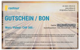 Railtour-Gutschein im Wert von Fr. 300.-