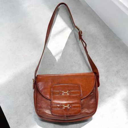 Sac à bandoulière Pelletterie C3 vintage en cuir marron