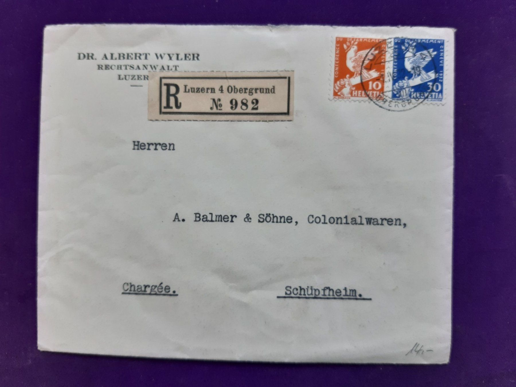 Tutti i francobolli: alter Brief 1932, eingeschrieben und Top-Frankatur – Usato da Wangs venduto da weisstannen01