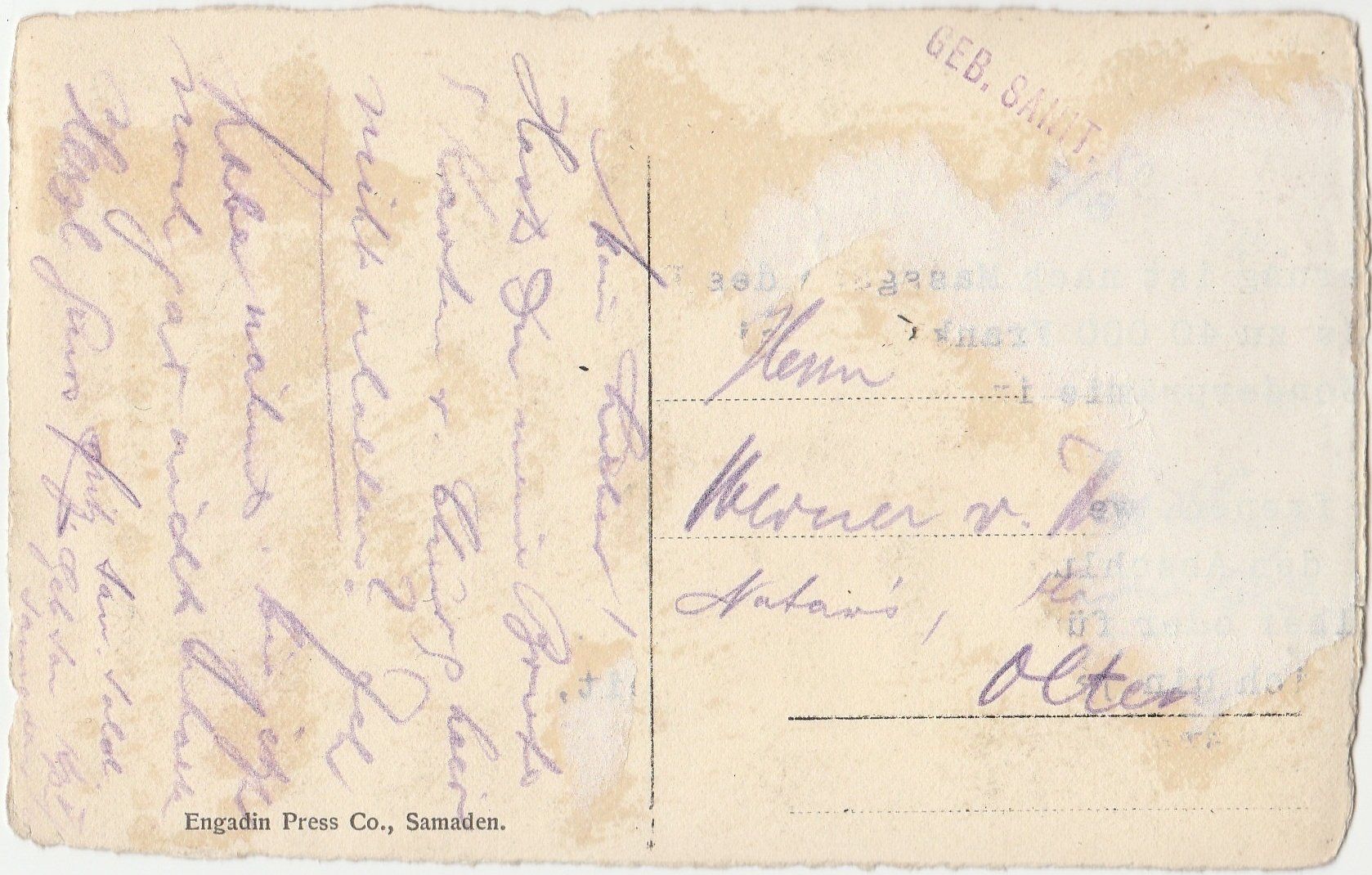 Cartes postales: Engadin - Feldpost um 1910 – D'occasion à Fällanden par Blausegelfliege
