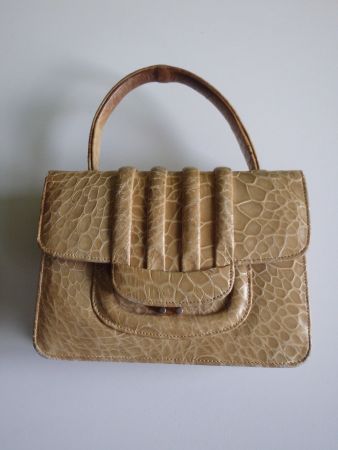 kleine beige Vintage Kroko Tasche von Pirani