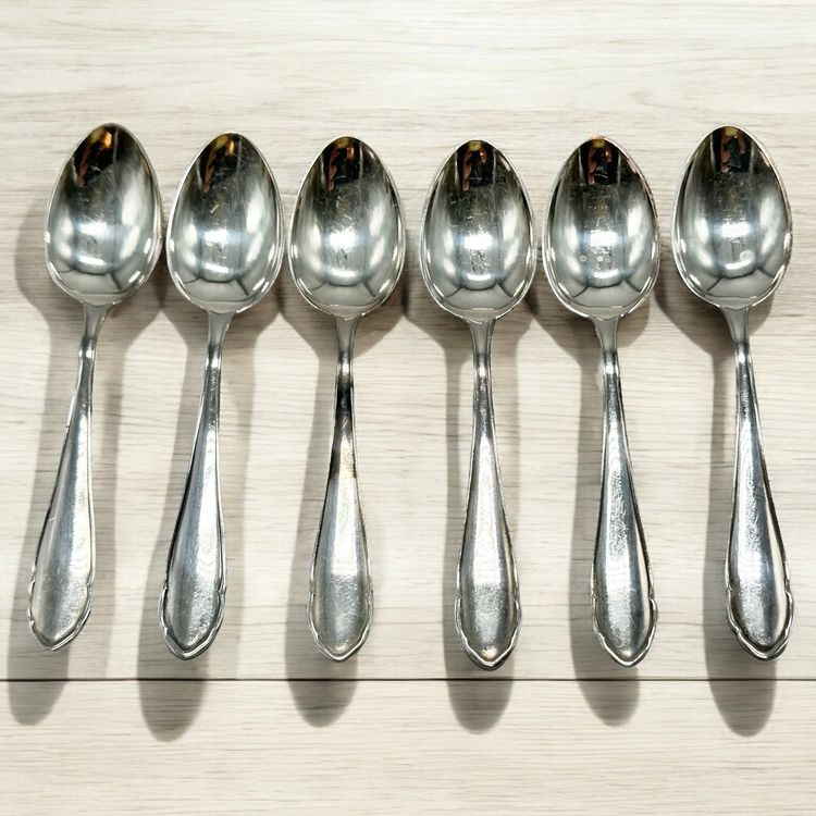Lot De 6 Cuillères à Glace Deetjeen Métal Argenté 13,8 Cm – état Impeccable