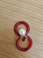 Ring und Anhänger mit Topaz, Perle, in Gold
