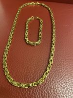 Goldfarbene Königskette und Armband Set - Neu