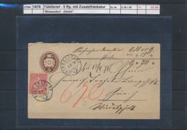 1889 "Tüblibrief - 5 Rp. mit Zusatzfrankatur", Birmensdorf -