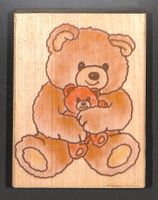 Kreativa Stempel Teddy mit Kind Holzsockel mit Gummistp. NEU