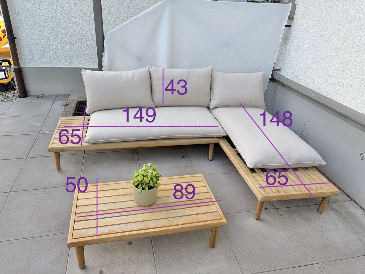 Sofas: Gartenlounge Ecksofa mit Polstern in beige – D'occasion à Altnau par kurvenmuehle 5