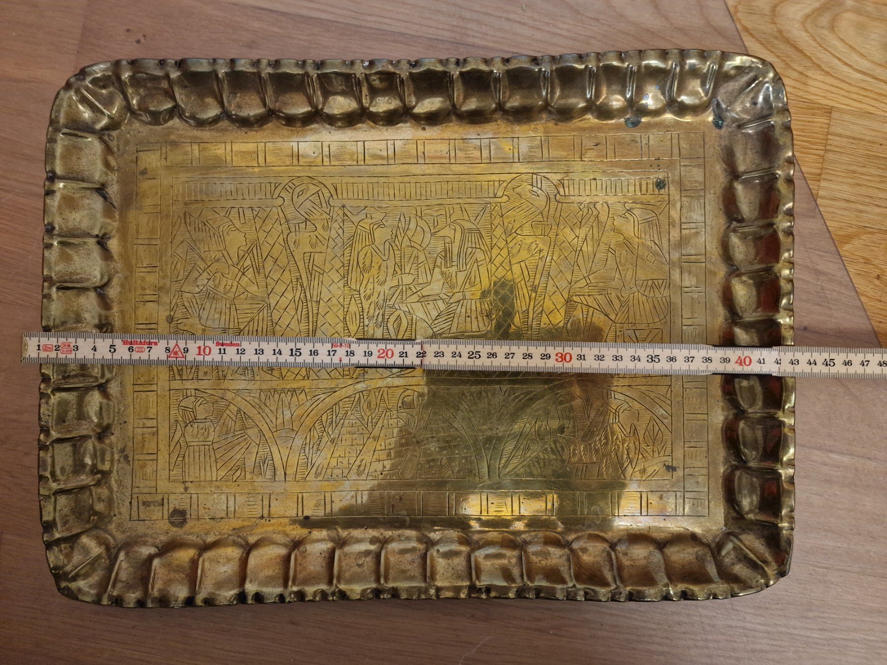 Piatti di portata: Vintage Tablett mit Ägyptischem Dekor, Rechteckig, Metall – Usato da Zürich venduto da Allerlei_Shop 8
