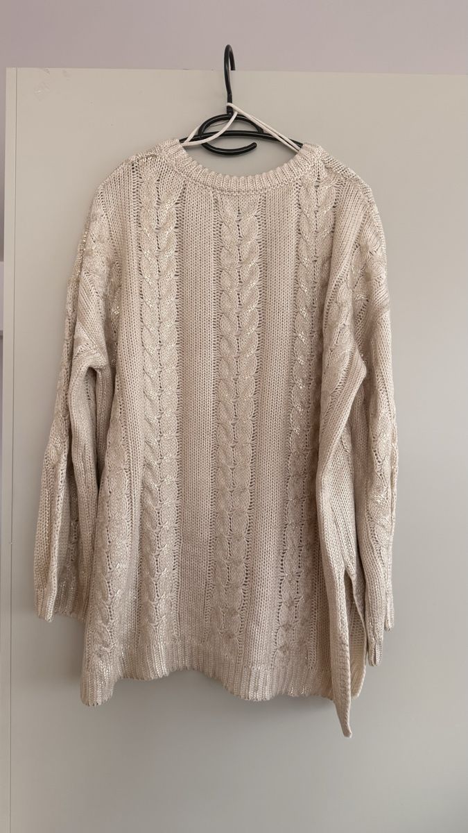 Maglioni & Felpe: Beiger Strickpullover mit Zopfmuster gr.L – Usato da Winterthur venduto da -BeHappy24- 5