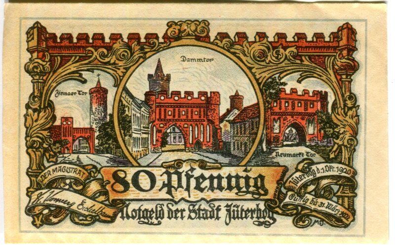 Banconote: Notgeld "80 Pfennig. Jüterbog 1920" – Usato da Basel venduto da Butsch5 1