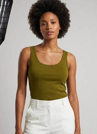 Débardeur Femme EDC by Esprit Kaki Olive Taille S Basique