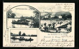 Brugg, Schiffsbrückenbau, Pontoniere an