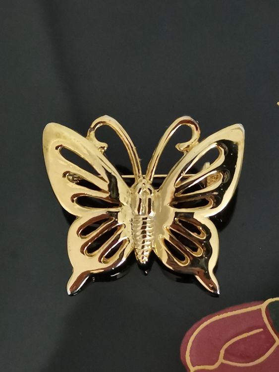 Broche Papillon Vintage Avec Strass - Élégance Rétro Pour Vos Tenues