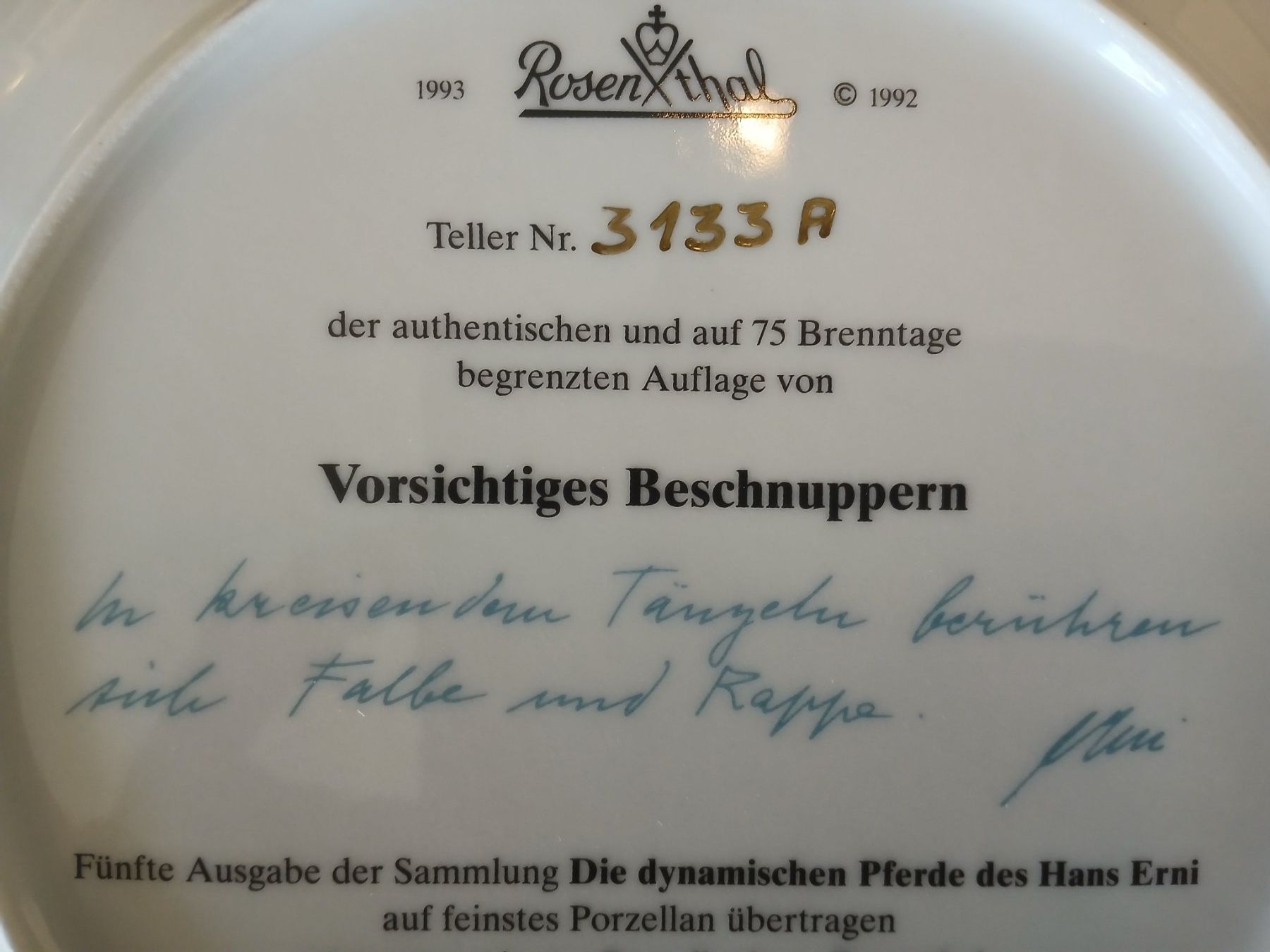 Rosenthal Assiettes: Hans Erni -Künstlerteller – D'occasion à Hinwil par Unglaubliche-Treffer 2
