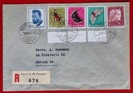 PRO JUVENTUTE 148-152 SATZBRIEF LEEMANN ZÜRICH FLUNTERN 1953