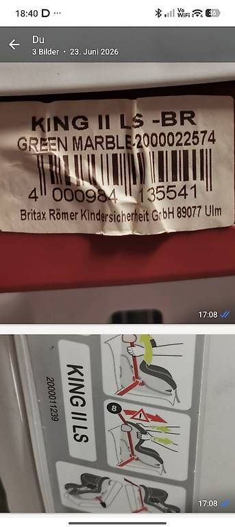 Seggiolini per auto: Kindersitz Brita Römer King II. 9 bis 18 Kilo  – Usato da Schindellegi venduto da R.Temperli 3