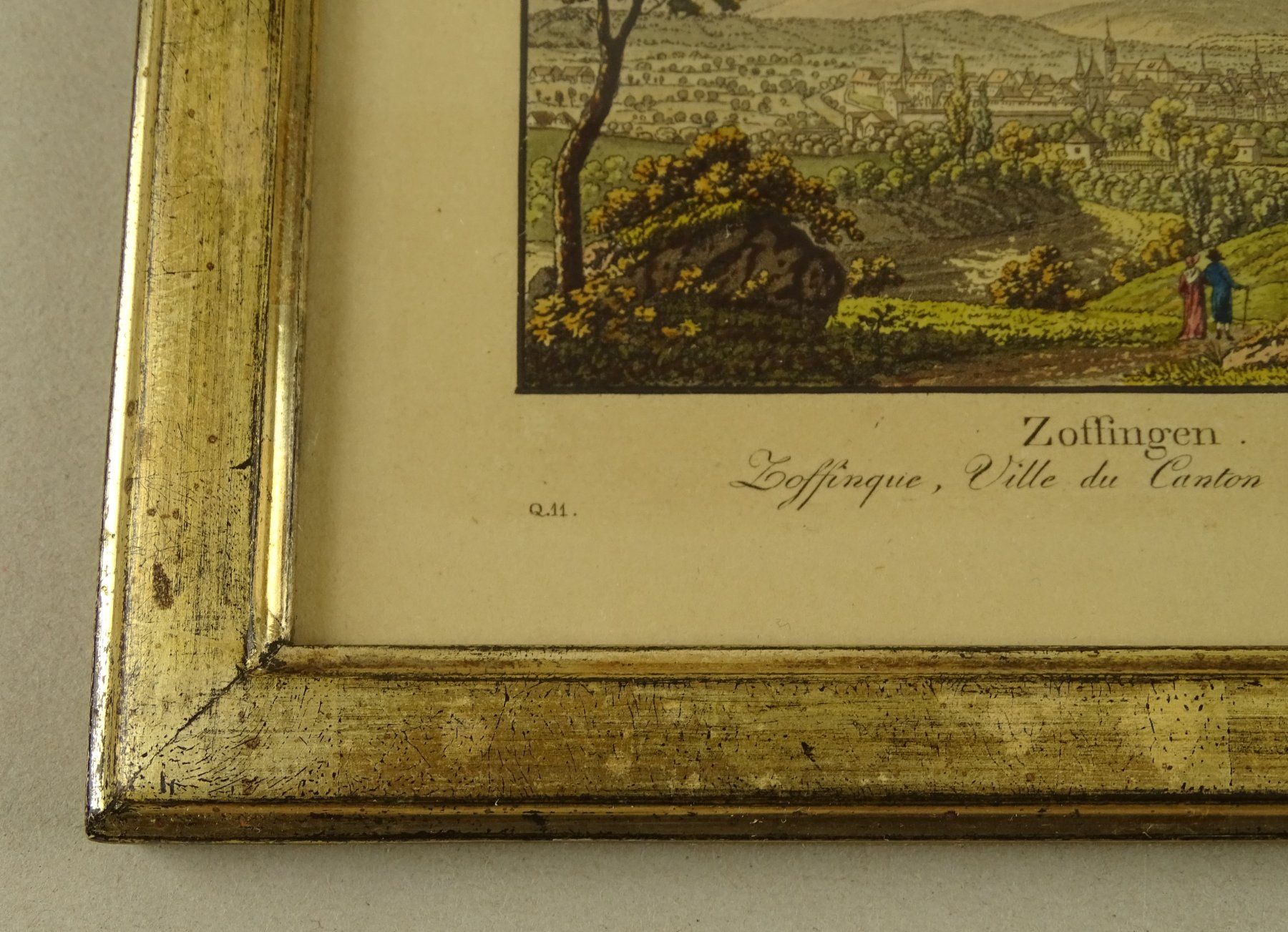 Incisioni: ZOFINGEN, AARGAU, AQUATINTA UM 1840 – Usato da Grüningen venduto da Kartensammler 2
