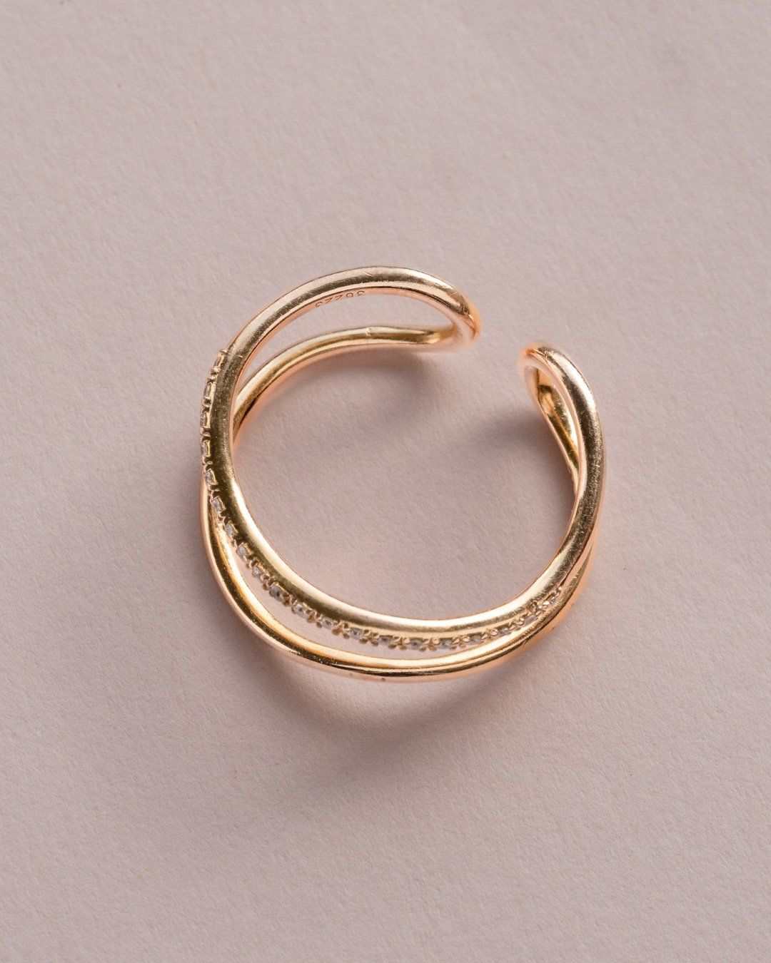 Anelli: 18ct rose-gold ring set with diamonds double band effect – Usato da Genève venduto da Prometheus_Watches 2