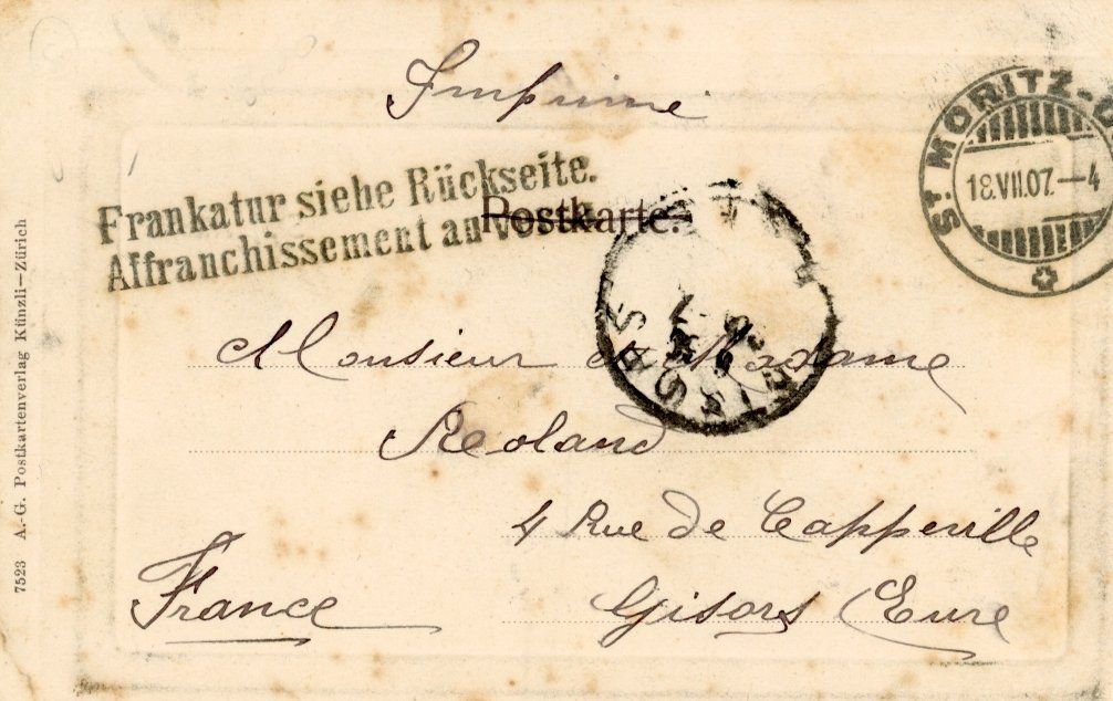 Ansichtskarten: St. Moritz  GR   -    MEIEREI       um 1907 – Gebraucht aus Brig von Valcards54 1