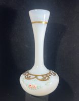 Petit Vase Vintage Opaline , Décors floral à l’émail et Or