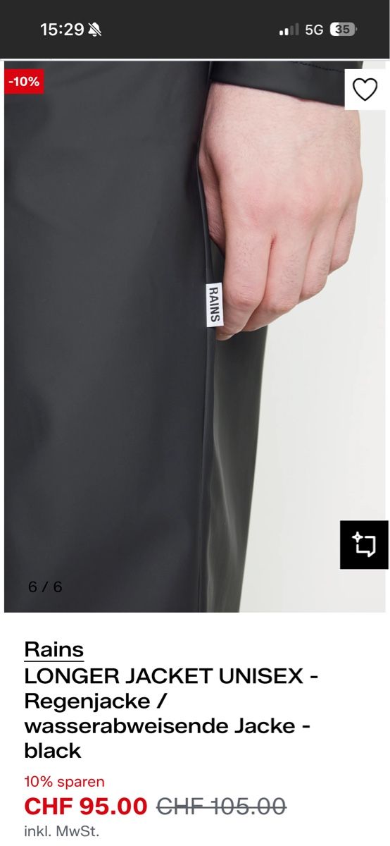 Rains Giacche: Rains schwarze lange Regenjacke – Usato da Zürich venduto da bananadoll 6