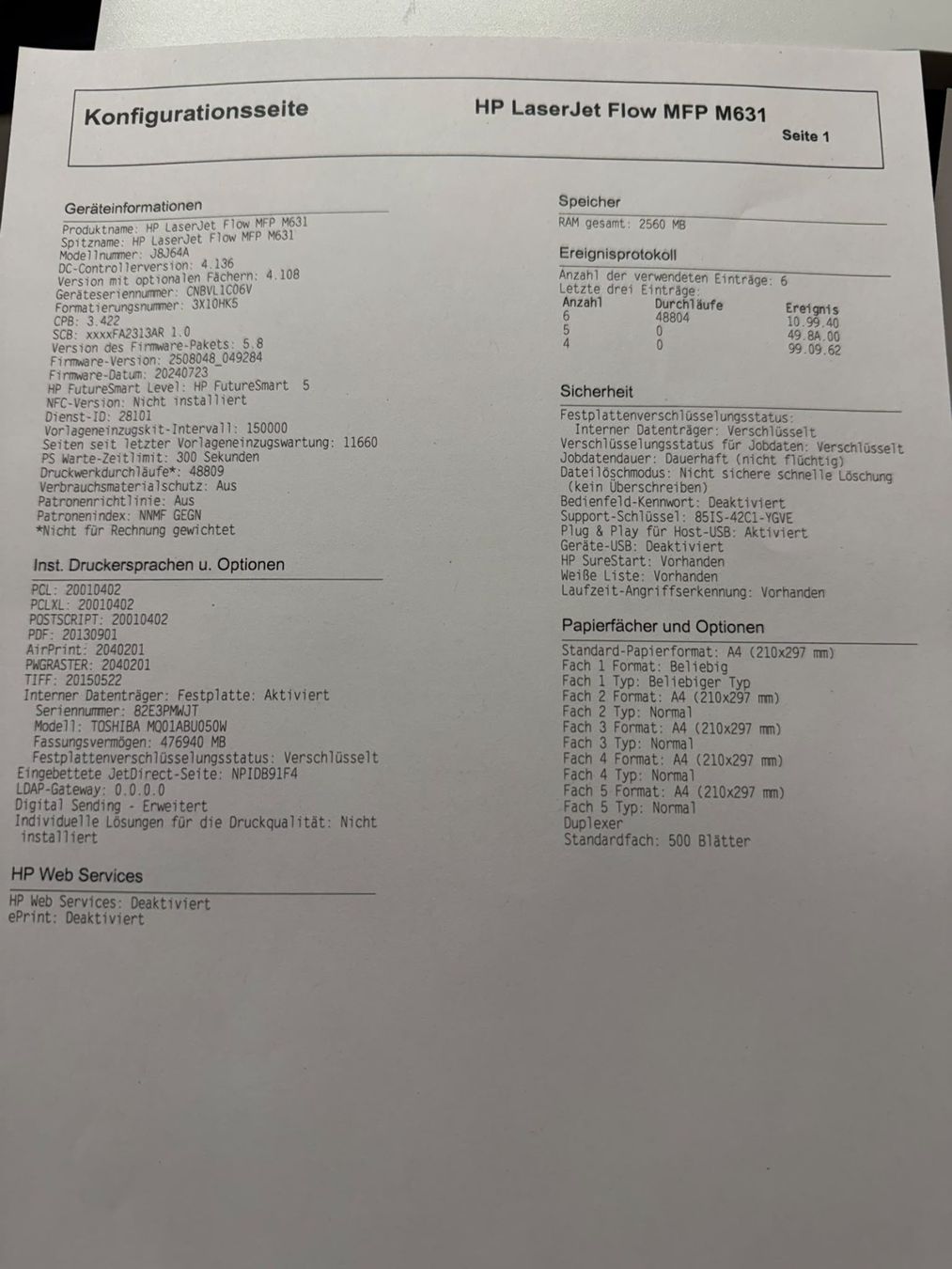 Hewlett Packard Stampanti: HP LaserJet Enterprise Flow MFP M631 - Multifunktionsdrucker – Usato da Dottikon venduto da refurbished-IT 6