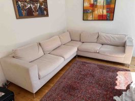 Design Ecksofa beige Stoffbezug Marke Seduta d‘Arte