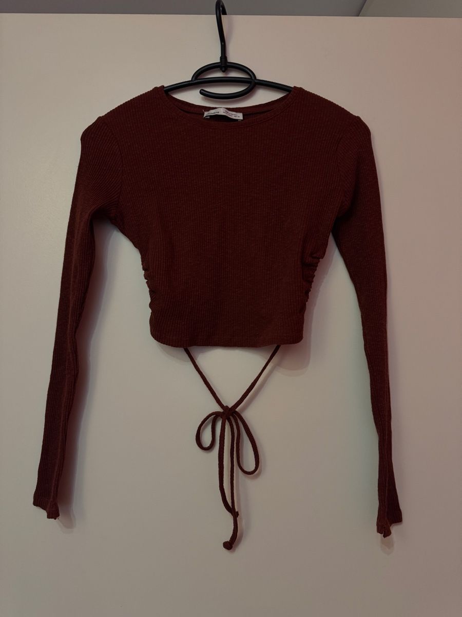 Pull&Bear Top: Crop top dos nu marron Pull & Bear - taille S – Usato da Genève venduto da swissjojo
