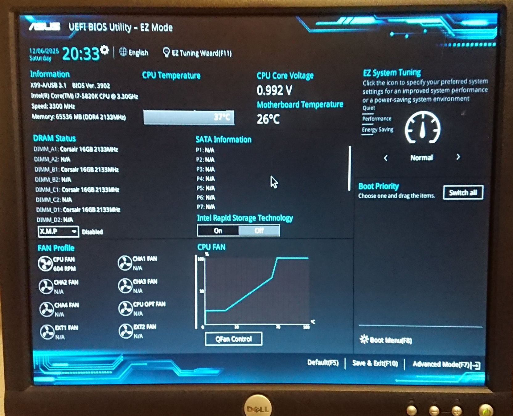 Asus X99-A/USB3.1 mit Intel i7-5820K 6-core Prozessor (Gebraucht