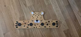 Garderobe Leopard Kinderzimmer Aufhänger Holz 4 Haken