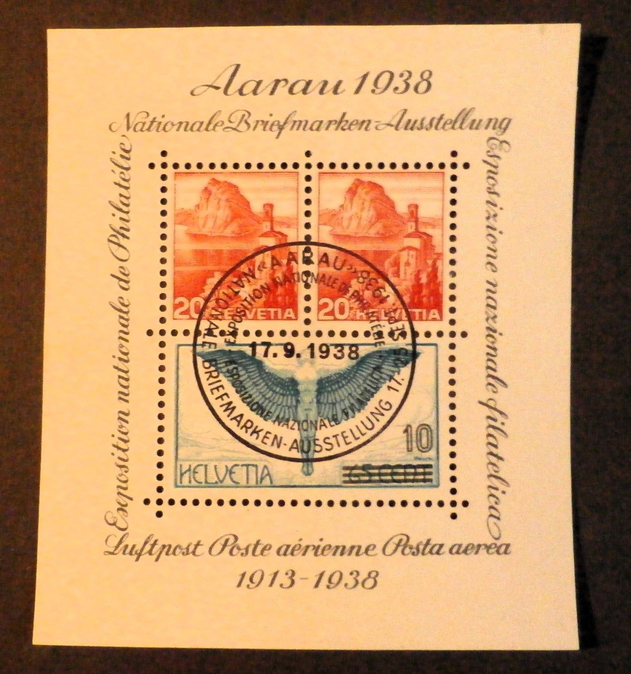 Tutti i francobolli: CH Nat.Briefmarkenausstellung-Aarau 1938 – Usato da Kehrsatz venduto da Bernherb2