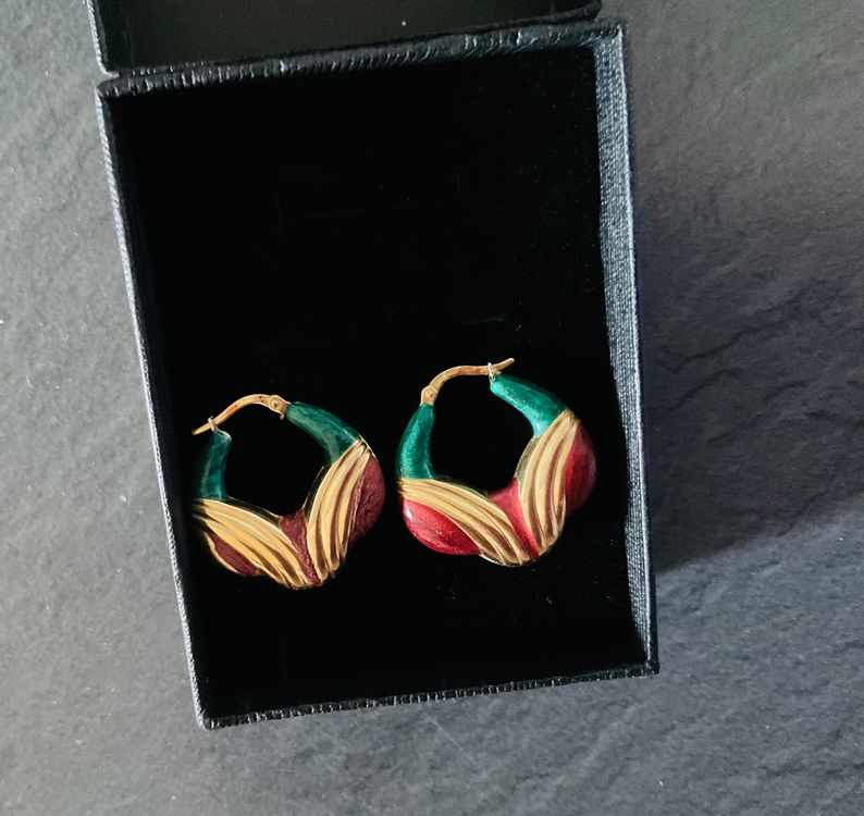 Boucles D'Oreilles Créoles Colorées - Inox Avec Émail Blanc, Rose, Bleu, Rouge, Neuf