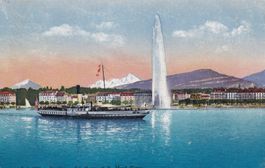 Genève Jet d'eau et le Mont Blanc 1921