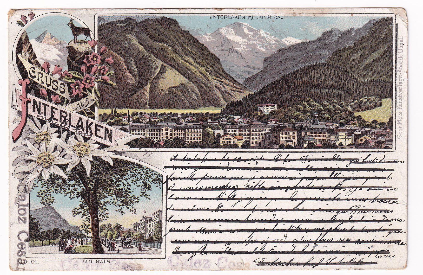 Cartoline postali: Gruss Interlaken 1898 – Difettoso da Cormoret venduto da Pascalll2001