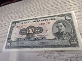 100 Pesos Oro Kolumbien 20.07.1967 unzirkuliert Banknote