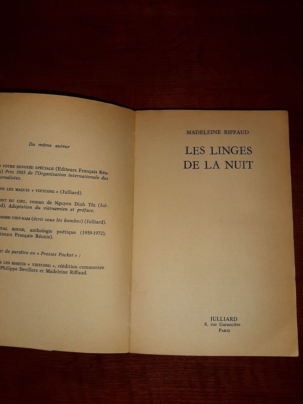 Libri: Madeleine riffaud les linges de la nuit – Usato da Le locle venduto da juliensaran 3