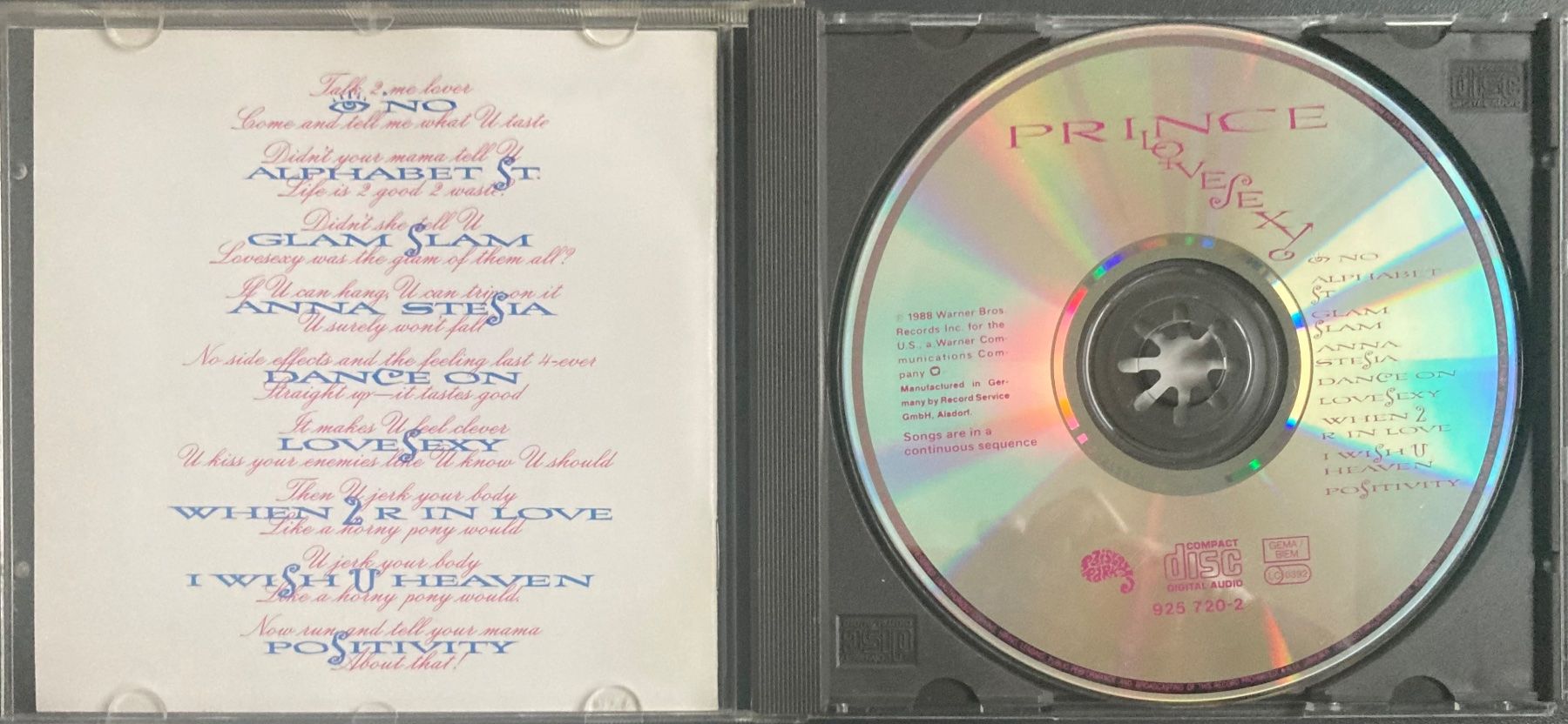 CDs: PRINCE - LOVESEXY – D'occasion à Poliez-Pittet par Newtown-Records 2