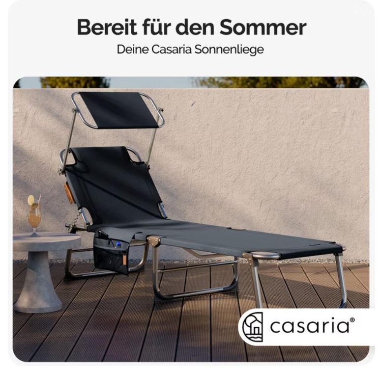 Sedie a sdraio: Gartenliege Ibiza 190x60cm klappbar mit Sonnendach – Nuovo e nell'imballaggio originale da Saxon venduto da Millestorie 2