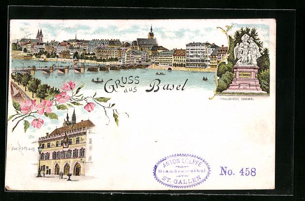 Cartes postales: Litho Basel, Strassburger Denkmal, Das R – D'occasion à Berlin par bartko-reher