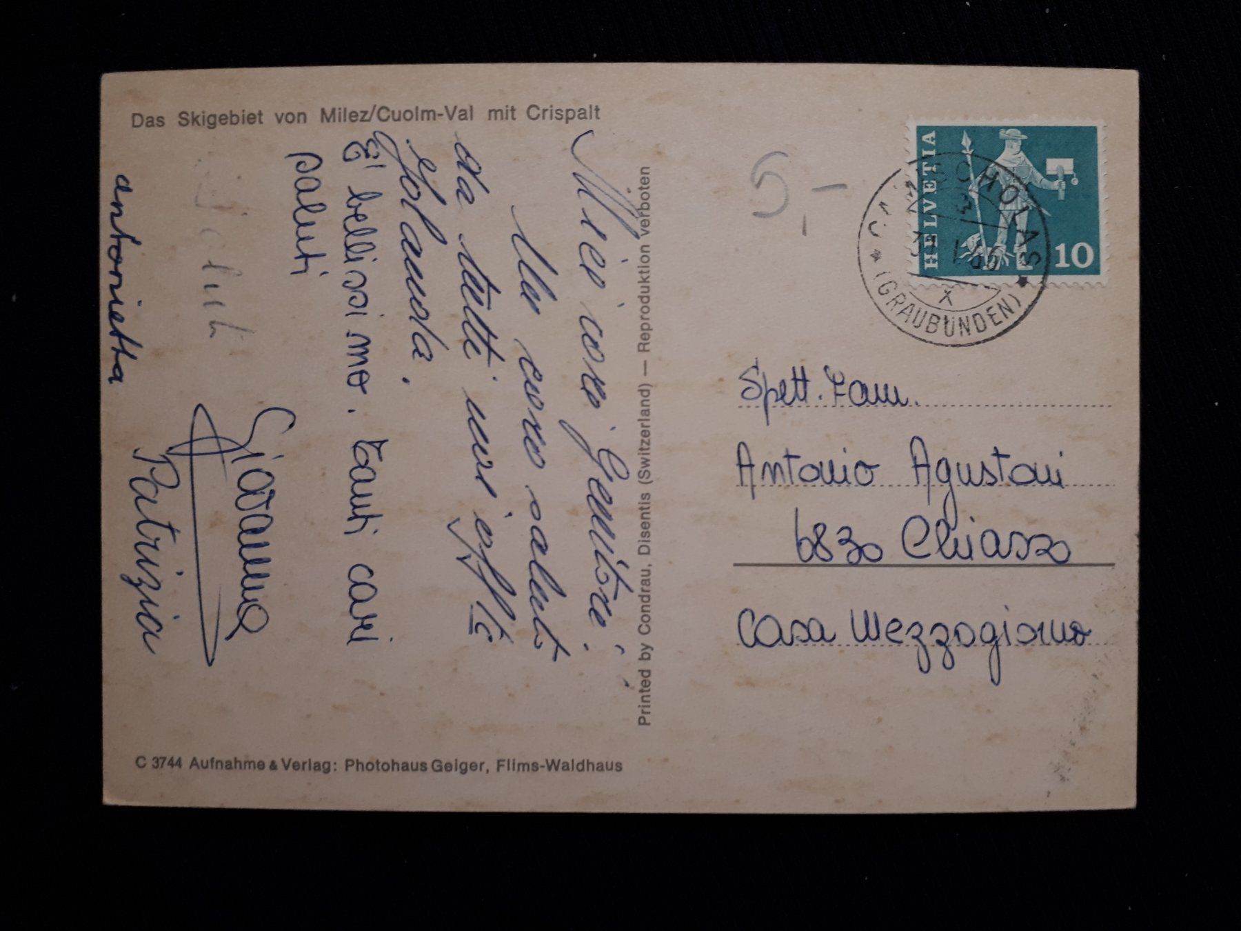 Ansichtskarten: MILEZ/CUOLM-VAL - 1966 – Gebraucht aus Ponto Valentino von giorgia06 1