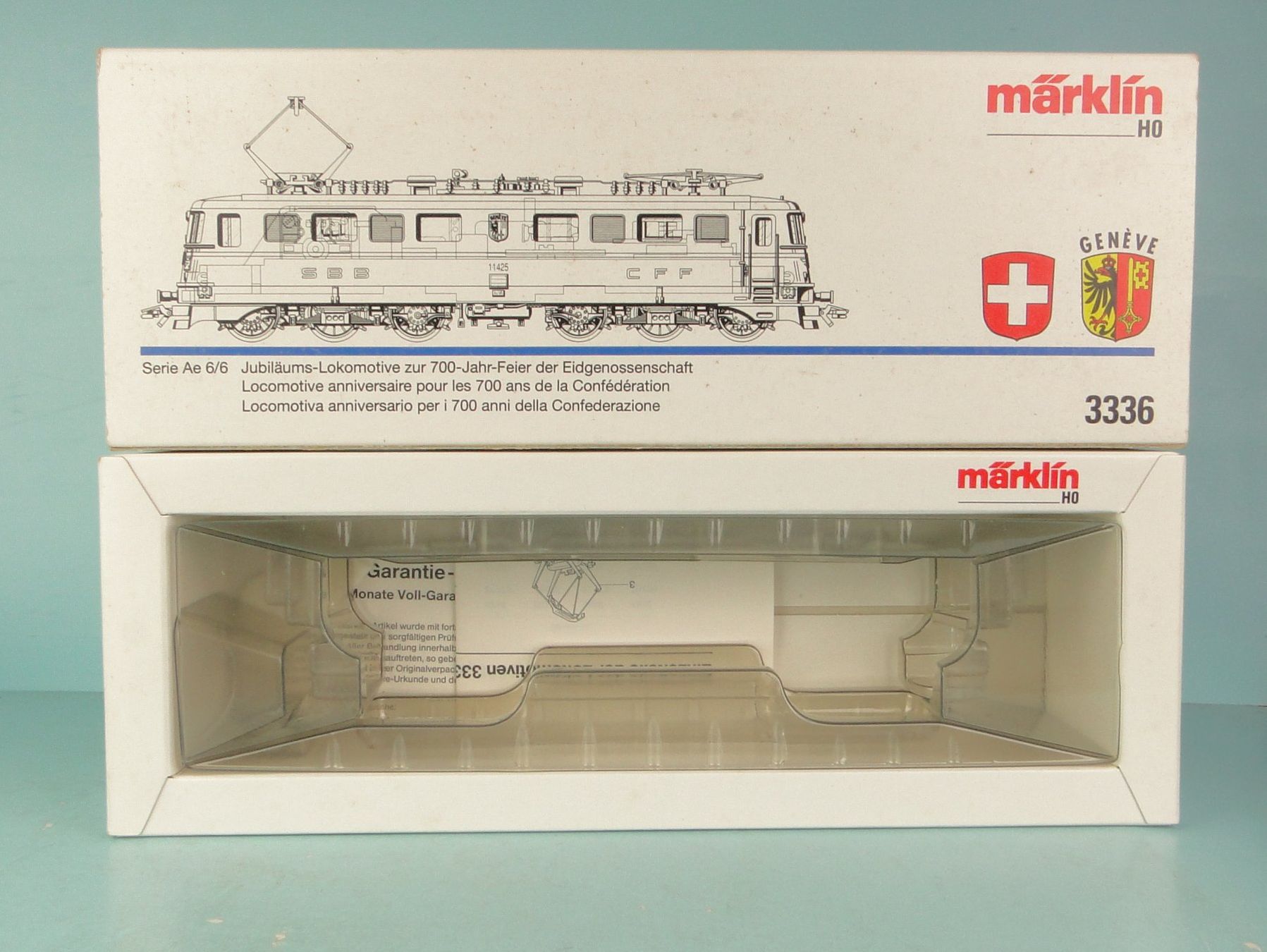 Märklin Modellini di ferrovie: Märklin leerer Karton 3336 SBB Ae 6/6 – Usato da Bülach venduto da cann11