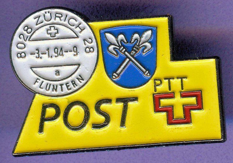 Plaketten & Abzeichen: PTT  Post  8028 FLUNTERN – Gebraucht aus Winterthur von Sammleroase