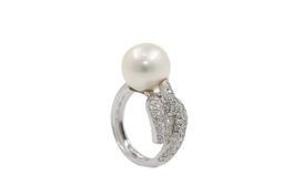 Brillant Ring Südsee Perle 0.65ct TW in 18KWeissgold *S2579