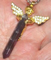 Halskette 2733 – Engel mit Amethyst und Strass Steinen